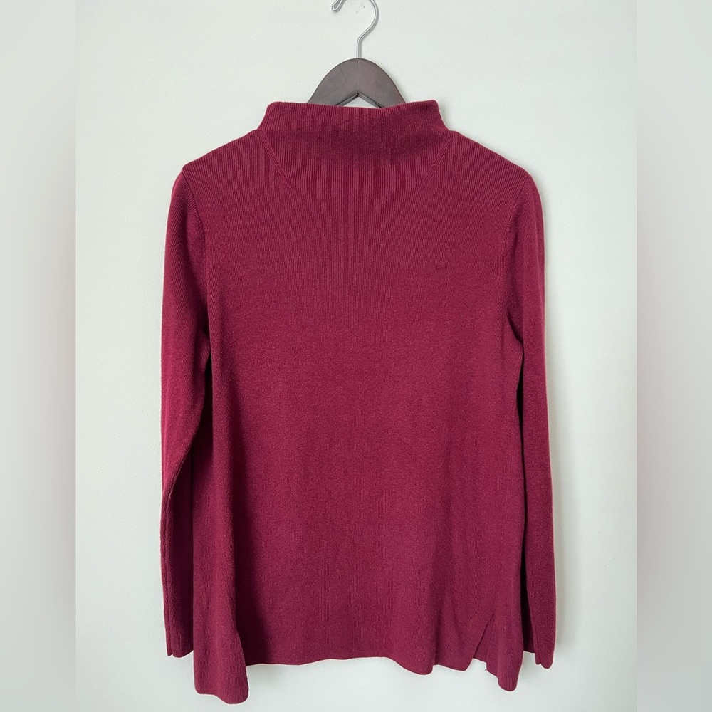 J. Jill Mock Neck Cotton Silk Wool Blend Minimalist Cozy Sweater